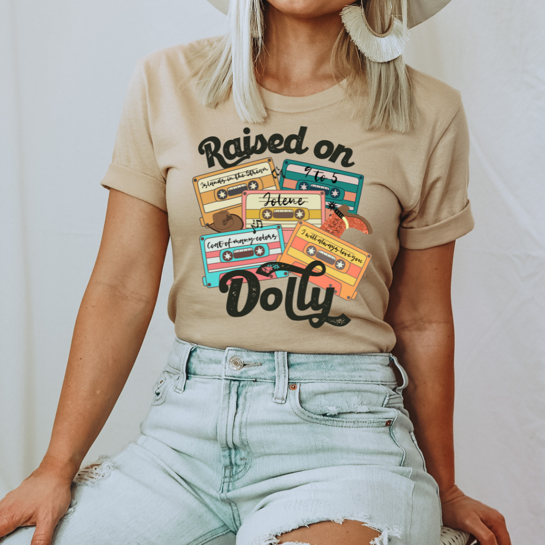 Raised on Dolly! Dolly Parton Graphic Tee! Unisex sized t-shirt for the Country music fan!